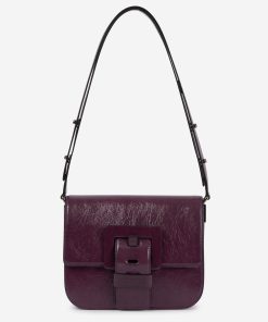 Sac "Touch Me" en cuir verni prune