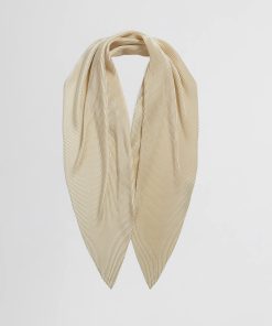 WOVEN PLEATED SCARF | cream silk
