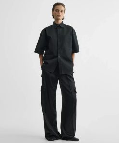 SHORT SLEEVE SHIRT | black cotton