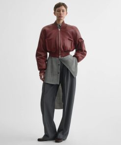 POCKET BOMBER JACKET | brick leather