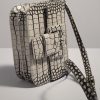 Sac "Touch Me" en cuir gaufré ivoire patiné noir
