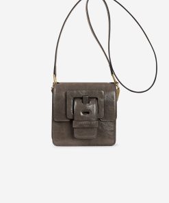 Sac "Love Me" en cuir verni gris