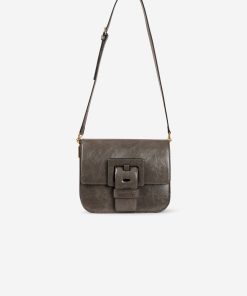 Sac "Touch Me" en cuir verni gris